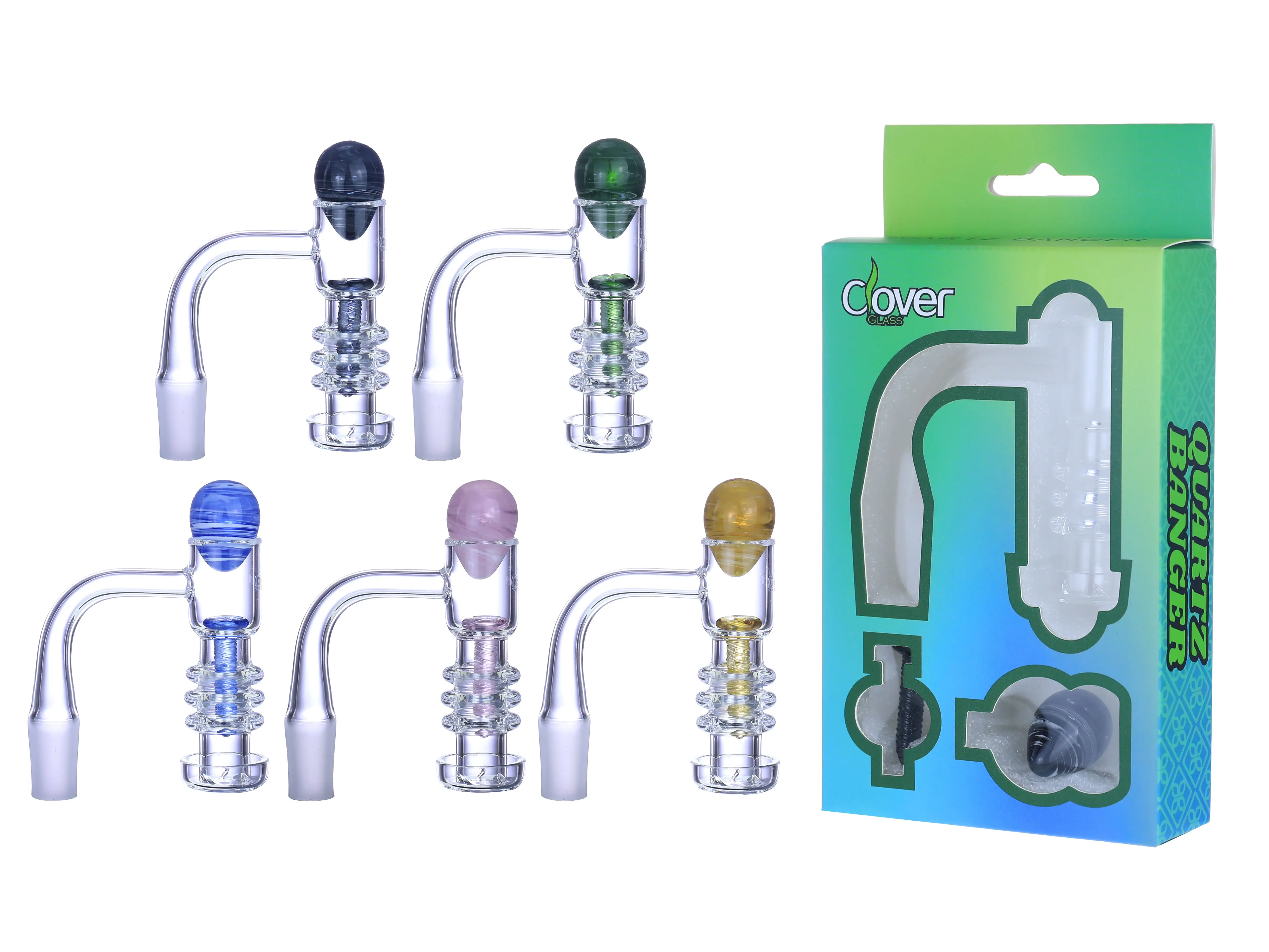 [Q-4844-09] Clover Glass Quartz Terp Slurper Banger Kit 14MM (Design 9 #827)