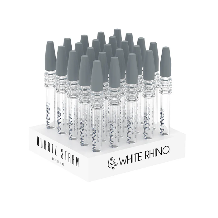 WHITE RHINO QUARTZ V2 DAB STRAW WITH SILICONE CAP - 25 COUNT DISPLAY
