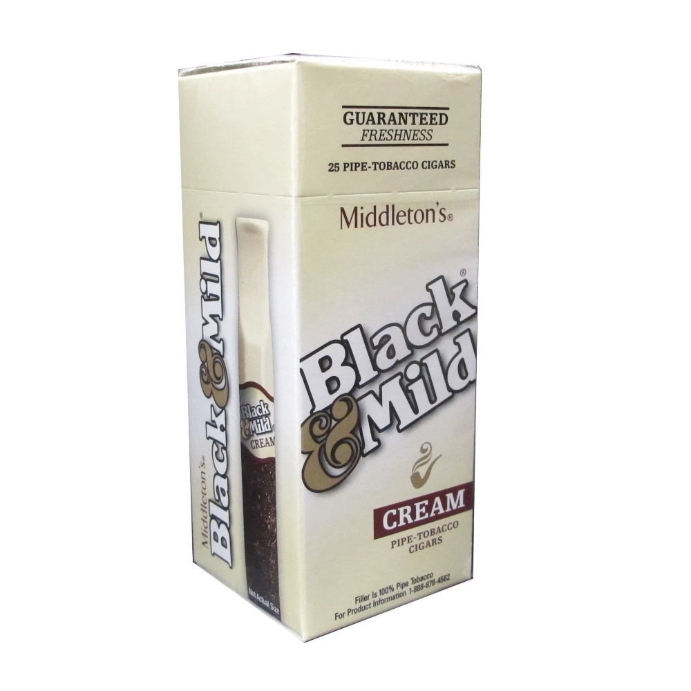 [Q-1396-02] BLACK & MILD SINGLE (Cream Plastic Tip 25PK)