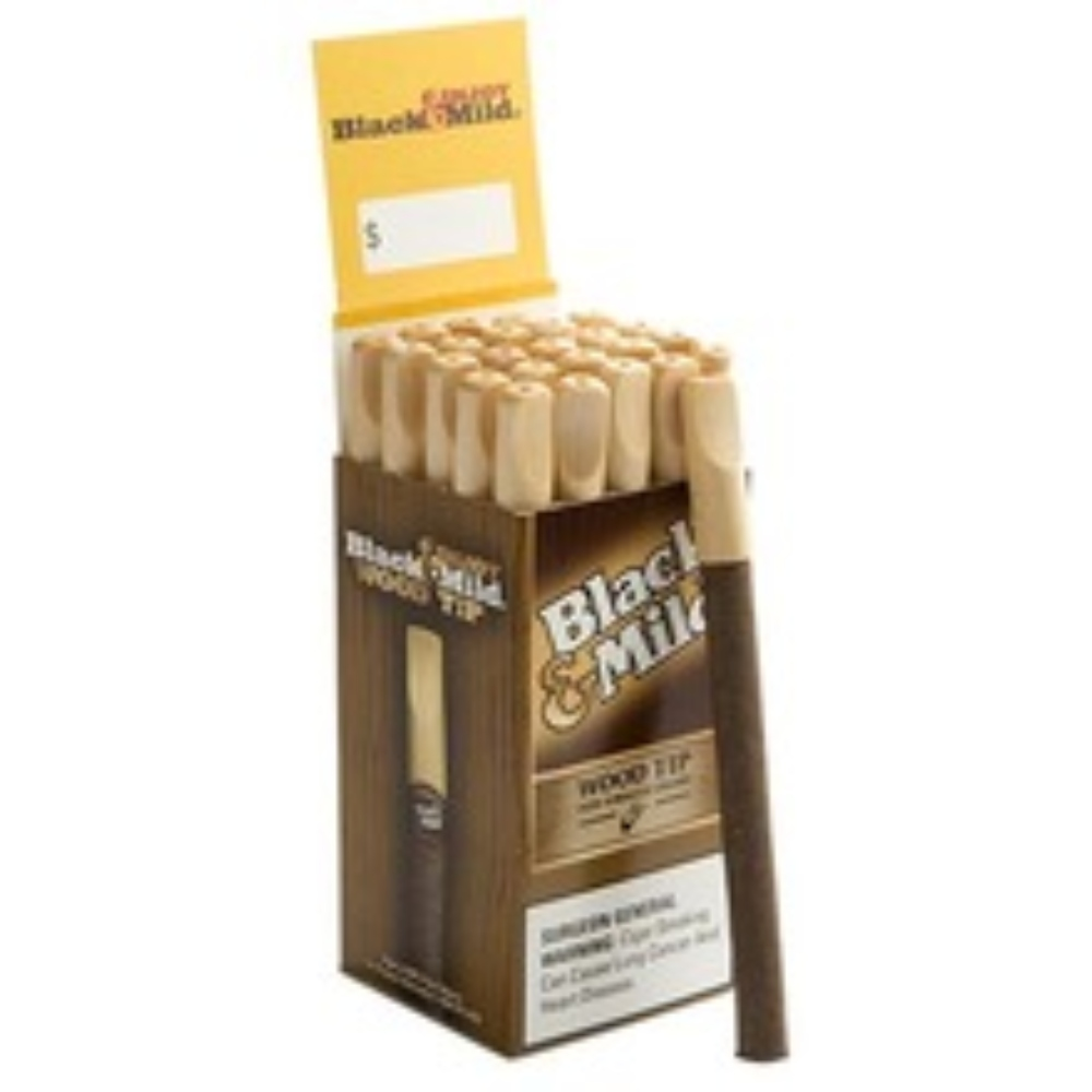 [Q-1396-04] BLACK & MILD SINGLE (Original Wood Tip 25PK)