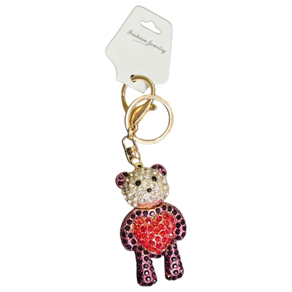 [Q-2686-22] KEY CHAIN CRYSTAL (Bear with Heart)