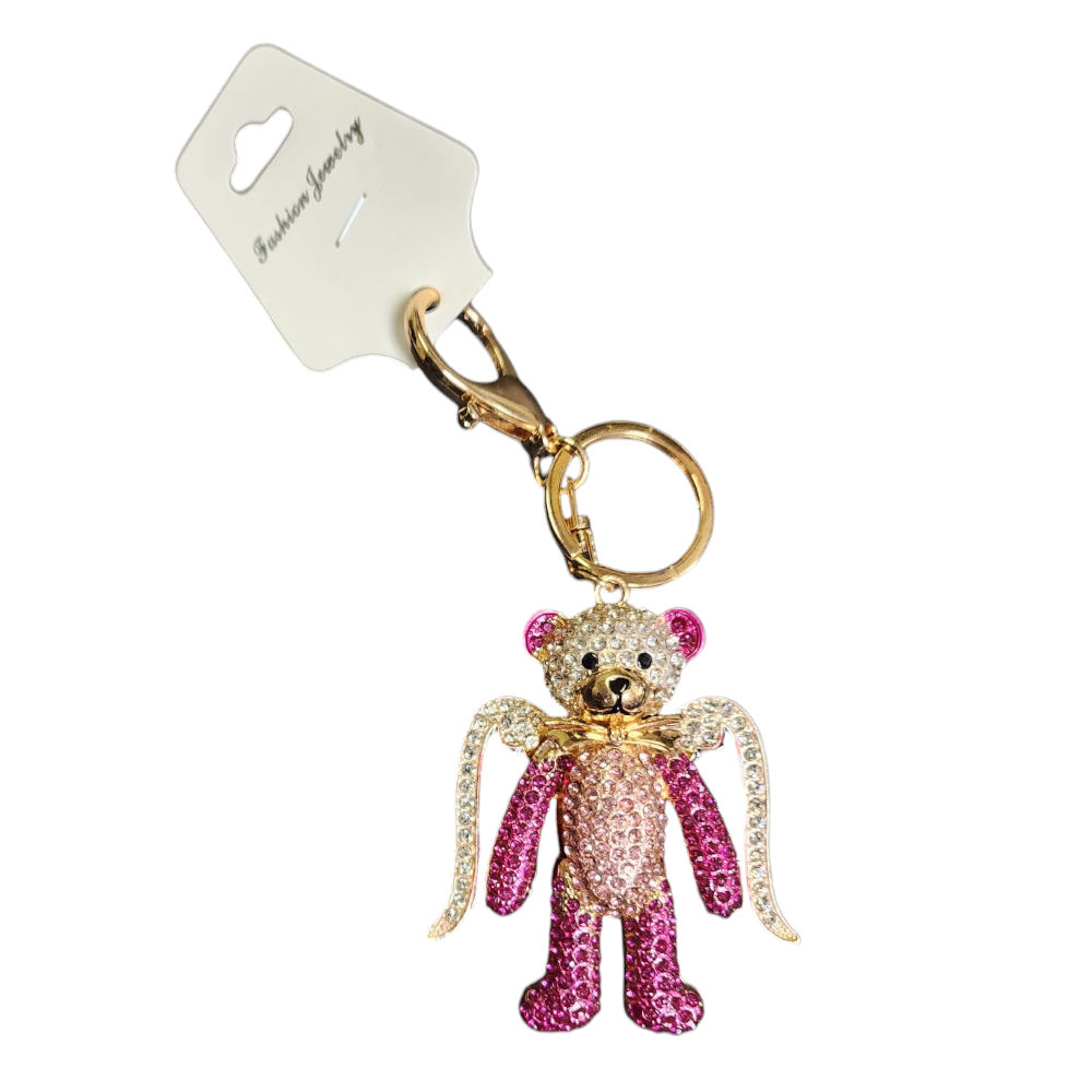 [Q-2686-21] KEY CHAIN CRYSTAL (Bear with Wings)