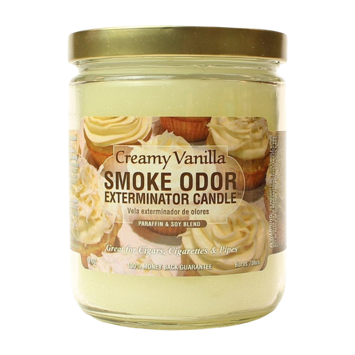 [Q-3568-12] SMOKE ODOR CANDLE 13OZ (Creamy Vanilla)