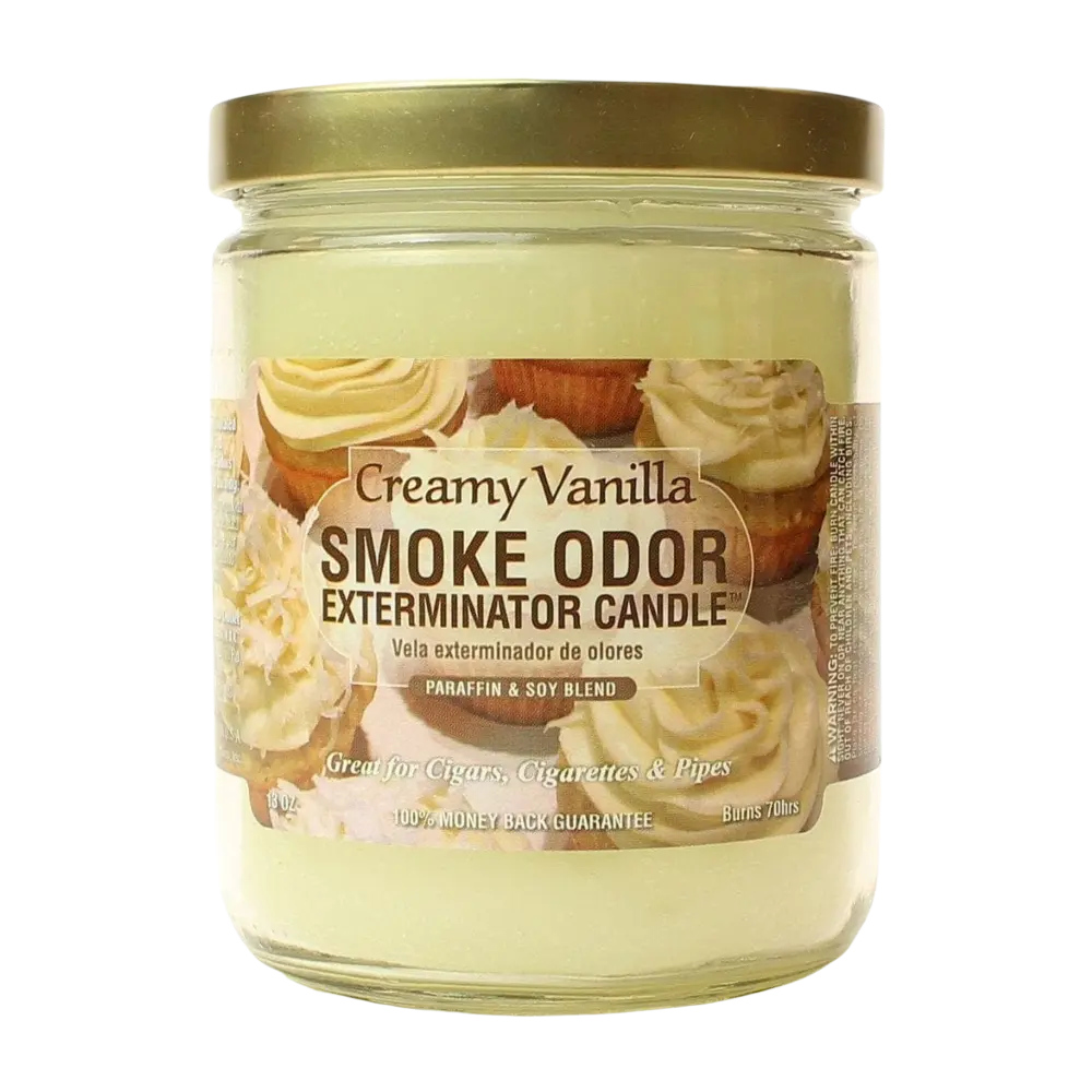 [Q-3568-12] SMOKE ODOR CANDLE 13OZ (Creamy Vanilla)