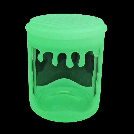 [Q-3396] SILICONE GLASS JAR HONEY BEE TOP CLEAR GLOW IN THE DARK