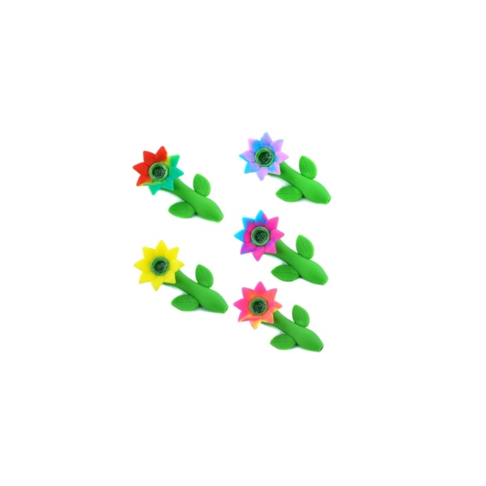 [Q-3422] SILICONE HAND PIPE FLOWER SHAPE - ASSORTED COLOR