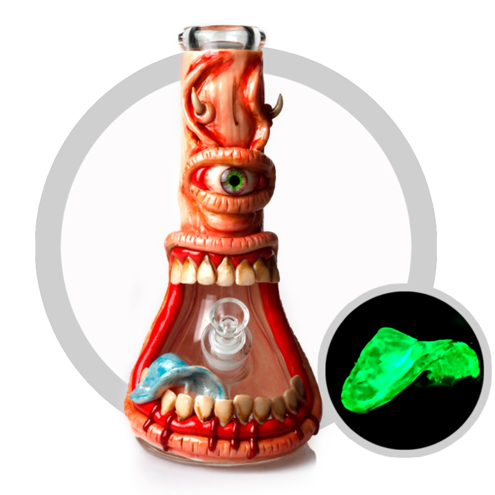 [Q-3887] WATERPIPE 12.5" MUSHROOM WITH FLOWER DRAWING