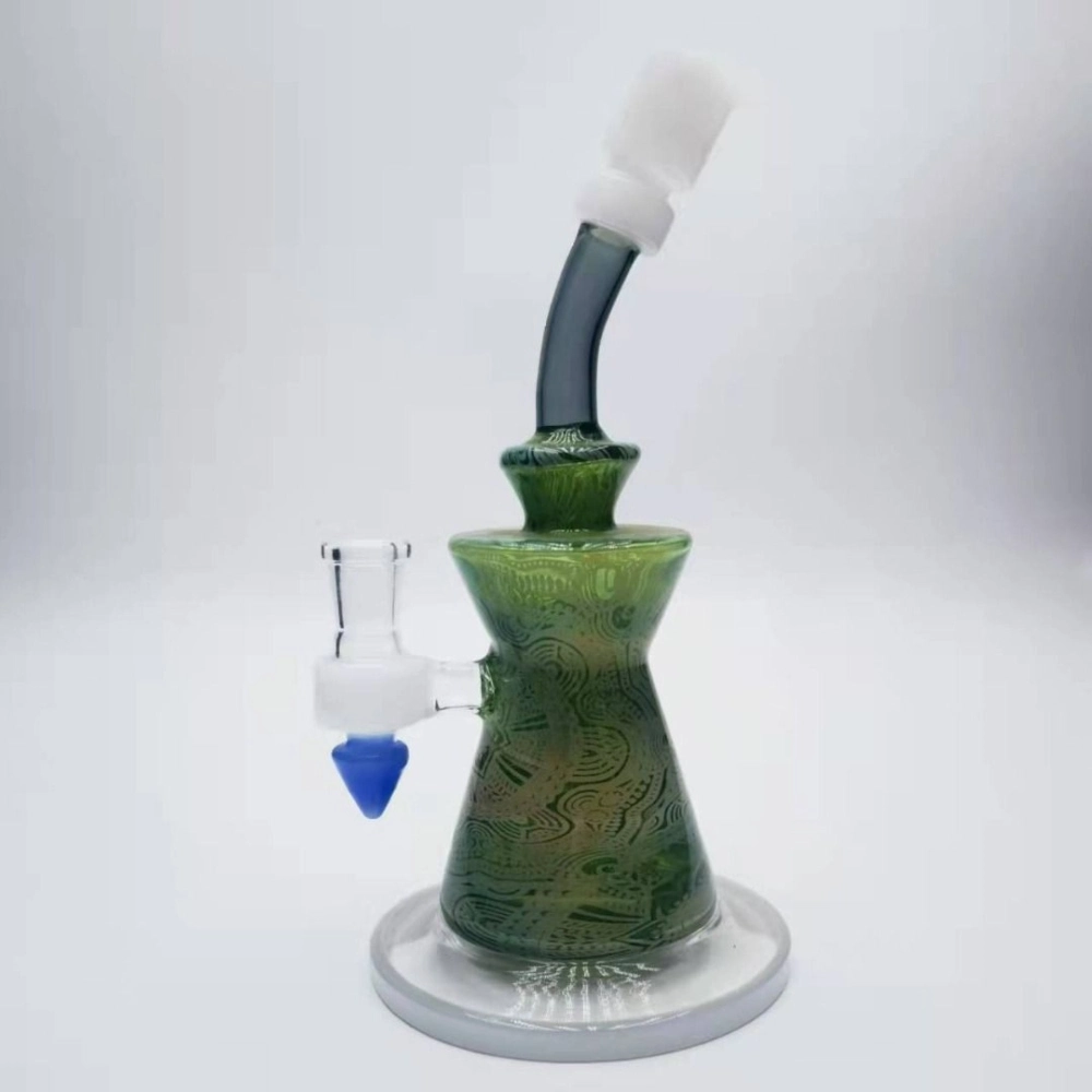 [Q-3965] WATERPIPE 9.5INCH GREEN ETCHED MANDALA