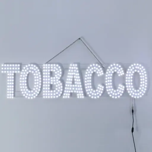 [Q-4090] WINDOW SIGN 9X38" WHITE TOBACCO