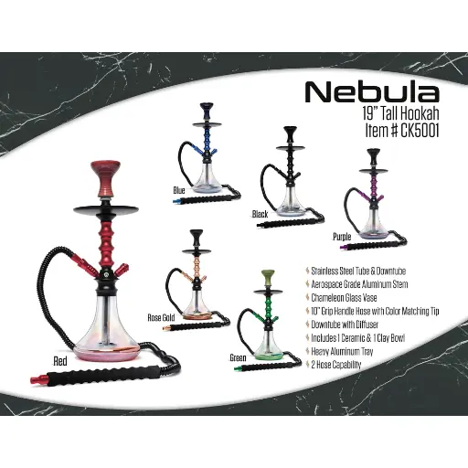 [Q-2586] HOOKAH B.Y.O. 19" NEBULA CLICK TECHNOLOGY 1 HOSE