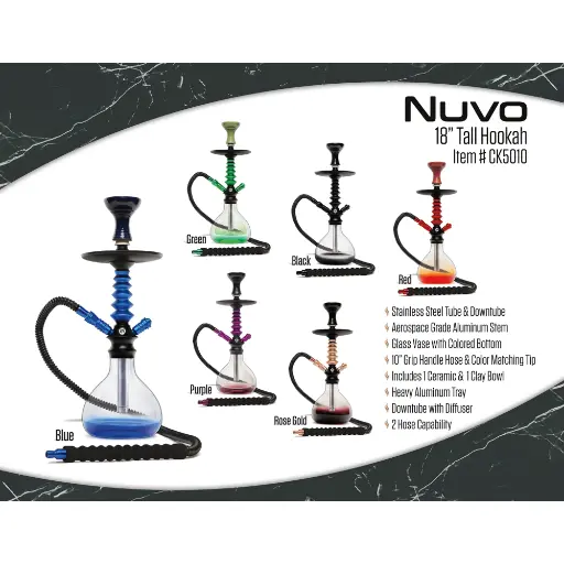 [Q-2584] HOOKAH B.Y.O. 18" NUVO CLICK TECHNOLOGY 1 HOSE