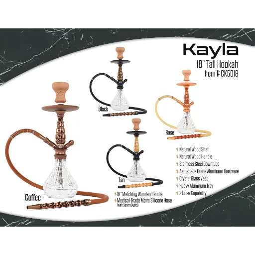 [Q-2583] HOOKAH B.Y.O. 18" KAYLA CLICK TECHNOLOGY 1 HOSE