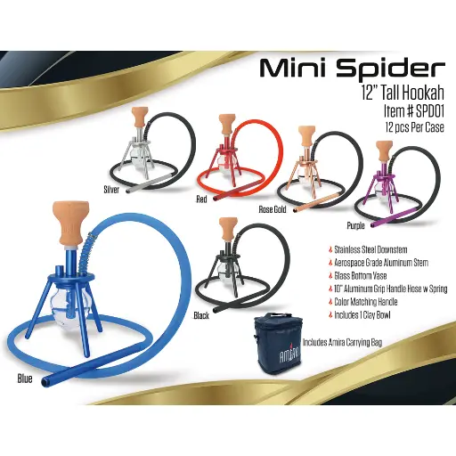 [Q-2579] HOOKAH B.Y.O. 12" AMIRA SPIDER HOOKAH 1 HOSE AMIRA CARRYING BAG