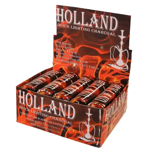 [Q-2608] HOOKAH CHARCOAL HOLLAND 33MM, 10 ROLLS OF 10 TABLETS