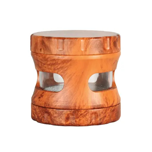 [Q-4104] WOOD GRINDER 3 WITH WINDOW DARK WOOD