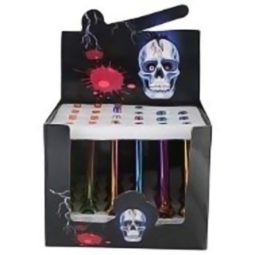 [Q-2982] OIL BURNER SKULL RAINBOW GLASS MULTI COLOR DISPLAY 24CT