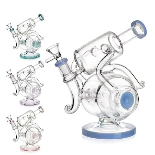 [Q-3956] WATERPIPE 8.3 RECYCLER OIL RIG ROOT PERC MULTI COLOR