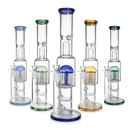 [Q-3909] WATERPIPE 16" 12 TREE ARMS PERC AND HONEYCOMB PERC 18MM BOWL