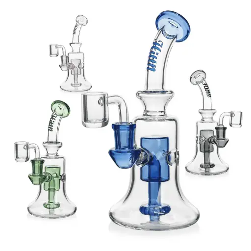 [Q-3948] WATERPIPE 7.8" OIL RIG SHOWERHEAD PERC 14MM BANGER