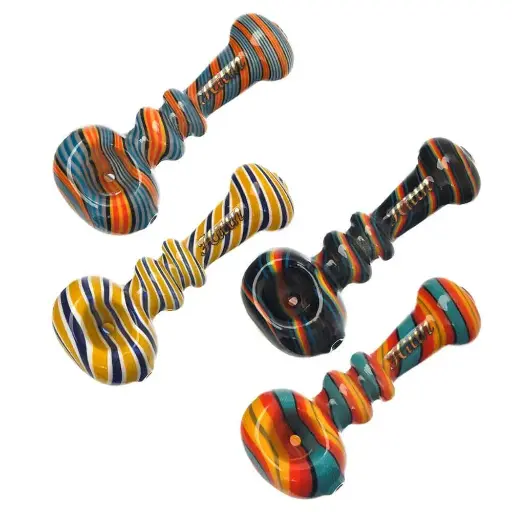 [Q-2394] HAND PIPE 3.9" AMERICAN COLOR 3 BUBBLES 