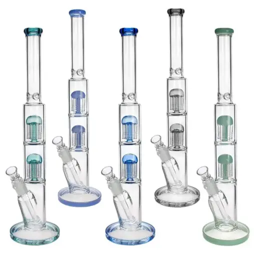 [Q-3919] WATERPIPE 17.5" DOUBLE 8 ARM PERC MULTI COLOR