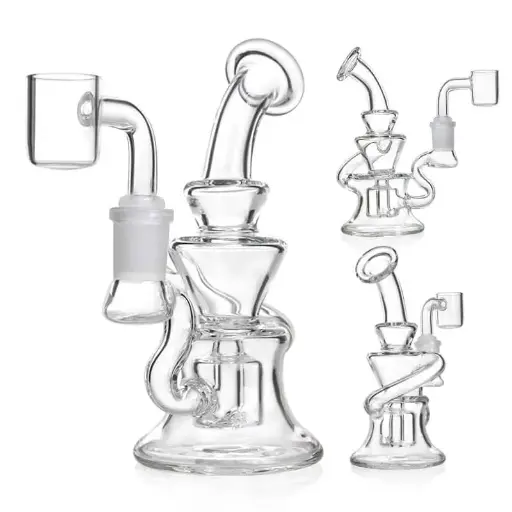 [Q-2433] HAND PIPE 5.5" MINI RIG RECYCLER HANDCRAFTED BOROSILICATE GLASS