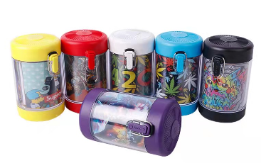 [Q-1202] Stash Jar with Magnifier And Grinder