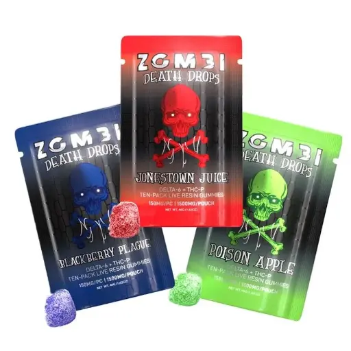 ZOMBI Death Drop Gummies 9000mg 30pk display THC-P