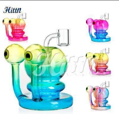 [Q-4413] 4.2 inches eyepop snail dab rig Base diameter: 3.5 inches with 14mm quartz banger mixed colors