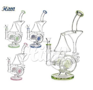 [Q-4418]  Recycler Bong 13.3" with 14mm bowl mixed colors