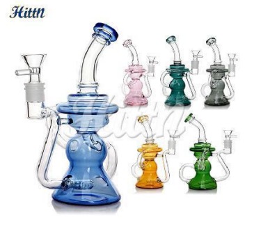 [Q-4424] Inline Percolator 14mm Recycler Tube 8.3 Inches DAB Oil Rig Recycling Water Pipe Mixed colors
