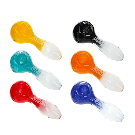 [Q-4465] GRAV 4" FRIT GLASS SPOON MIX COLOUR HAND PIPE