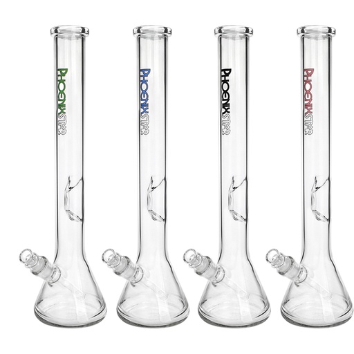 [Q-4476] PHOENIXSTAR WATER PIPE 16.5"  44MM GLASS DIAMETER BEAKER MIXED COLOURS