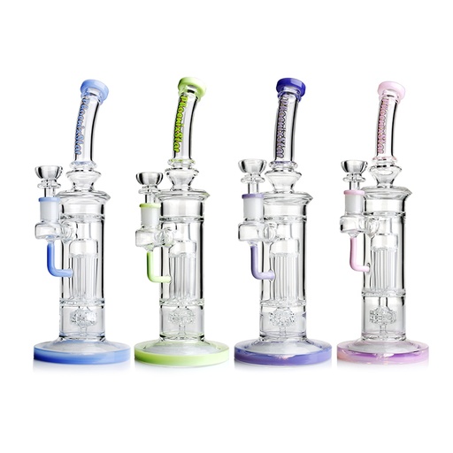 [Q-4480] PHOENIXSTAR WATER PIPE 12" ROUND BASE REINFORCED 8 ARM PILLAR PERC 14.4MM JOINT SIZE (Rolling Tray and Grinder Free)