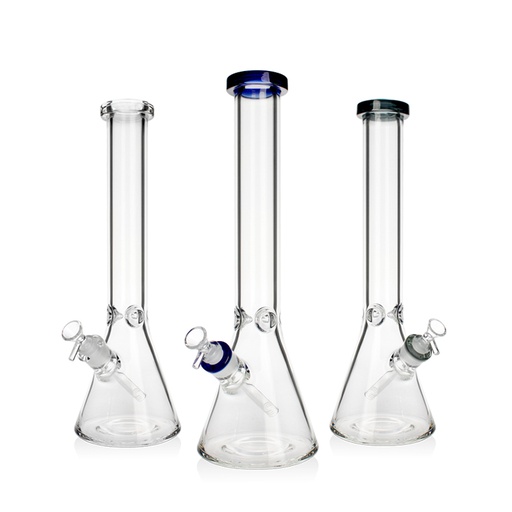 [Q-4485] WATER PIPE 15" CLASSIC 50*7MM THICK GLASS BEAKER BASE MIXED COLOURS