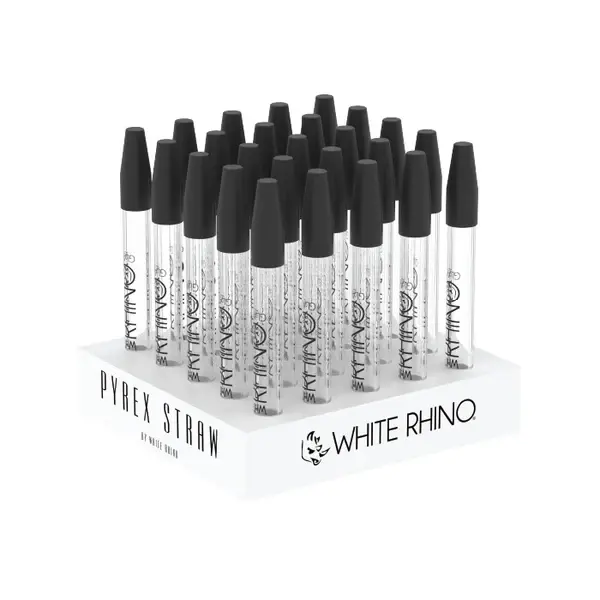 [Q-4860] WHITE RHINO QUARTZ DAB STRAW WITH SILICONE CAP - 25 COUNT DISPLAY