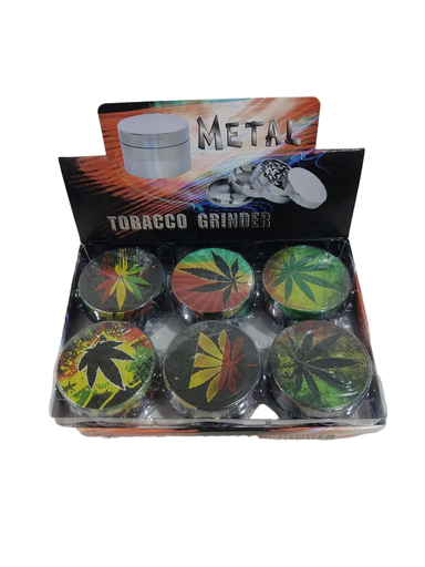 [Q-4918] Grinder Zinc 63MM Half Printed Leaf-1 6PK