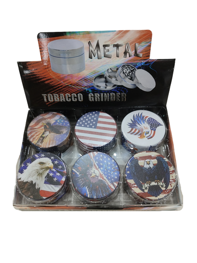 [Q-4921] Grinder Zinc 63MM Half Printed American Eagle 6PK