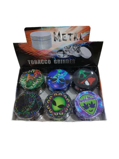 [Q-4929] Grinder Zinc 63MM Full Print Alien 6PK