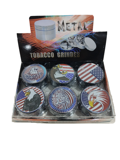 [Q-4931] Grinder Zinc 63MM Print on Lid American Eagle 6PK