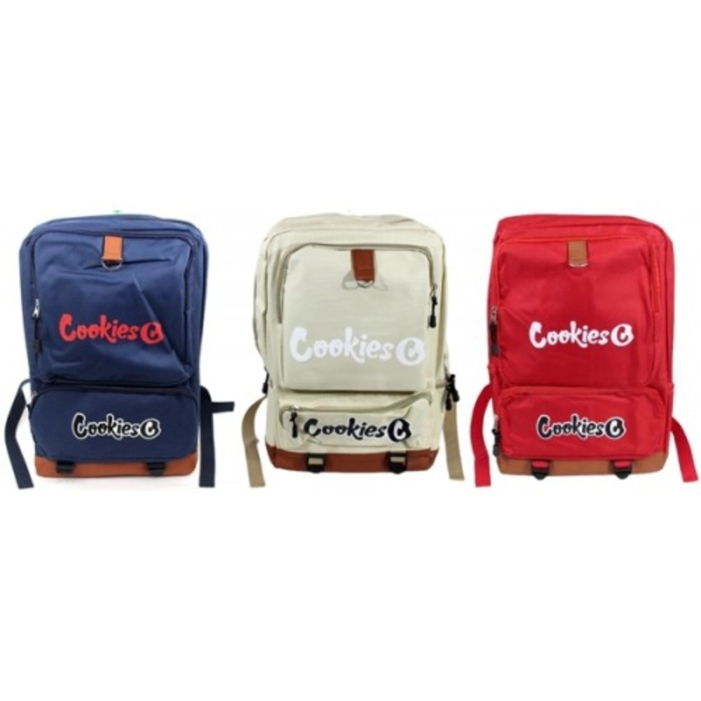[Q-1650] COOKIES BACKPACK WITH LEATHER ON THE BOTTOM MIX COLOR